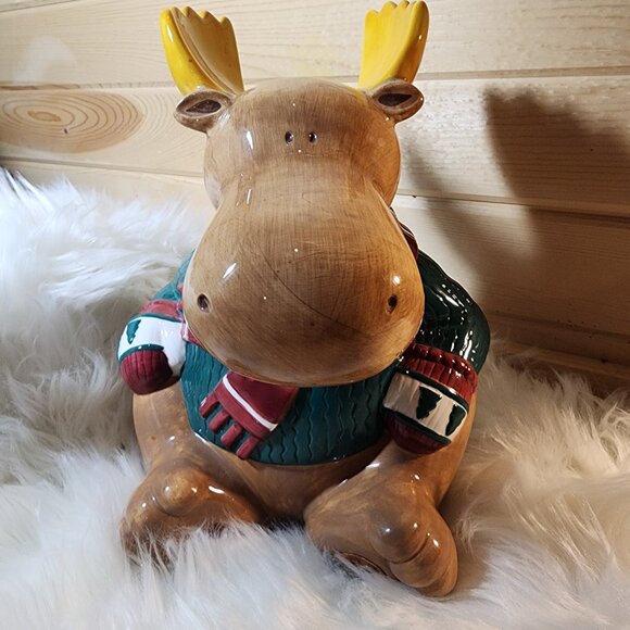 Vintage St. Nicholas Square Moose Cookie Jar 1999 - Picture 9 of 11
